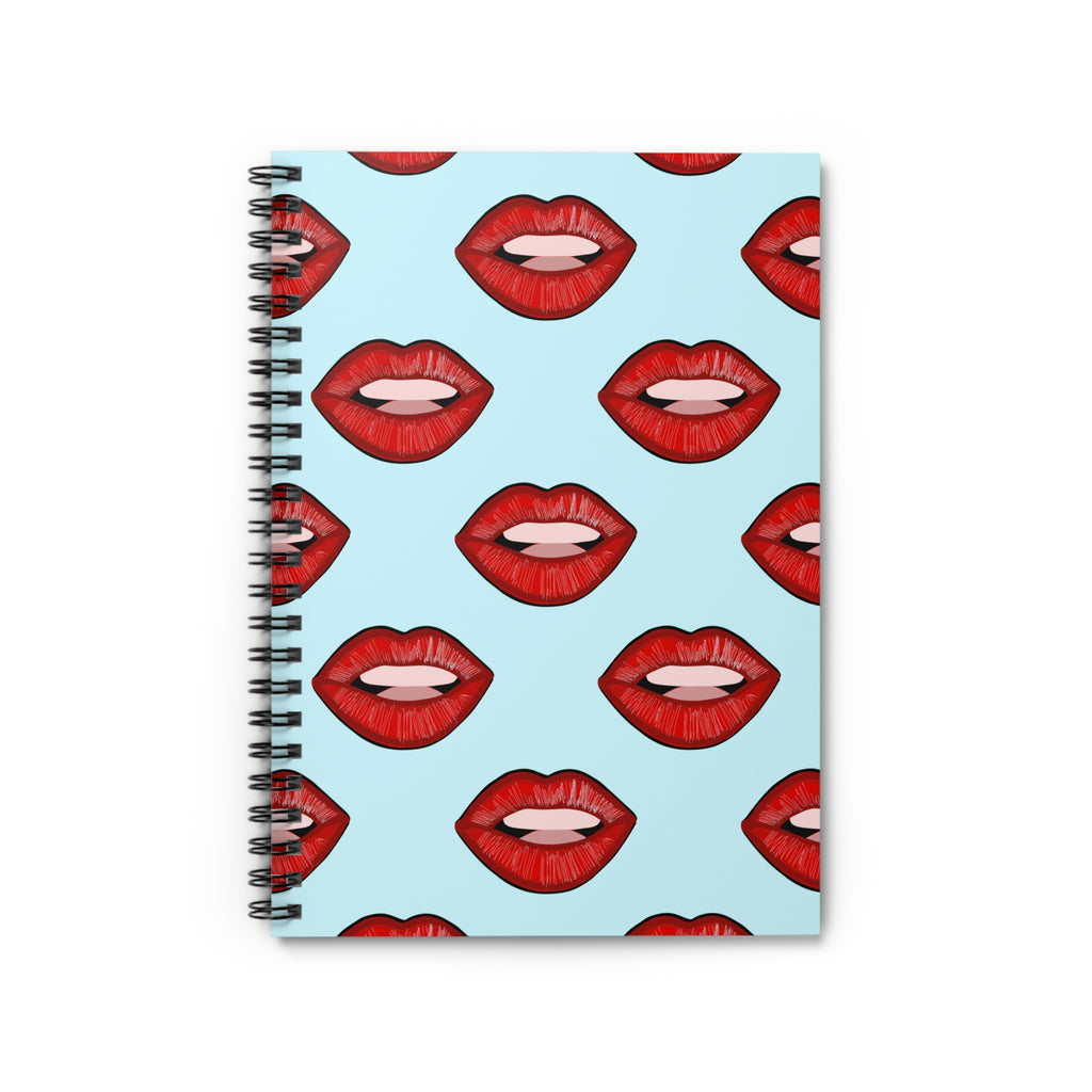 Lips Blue Spiral Notebook