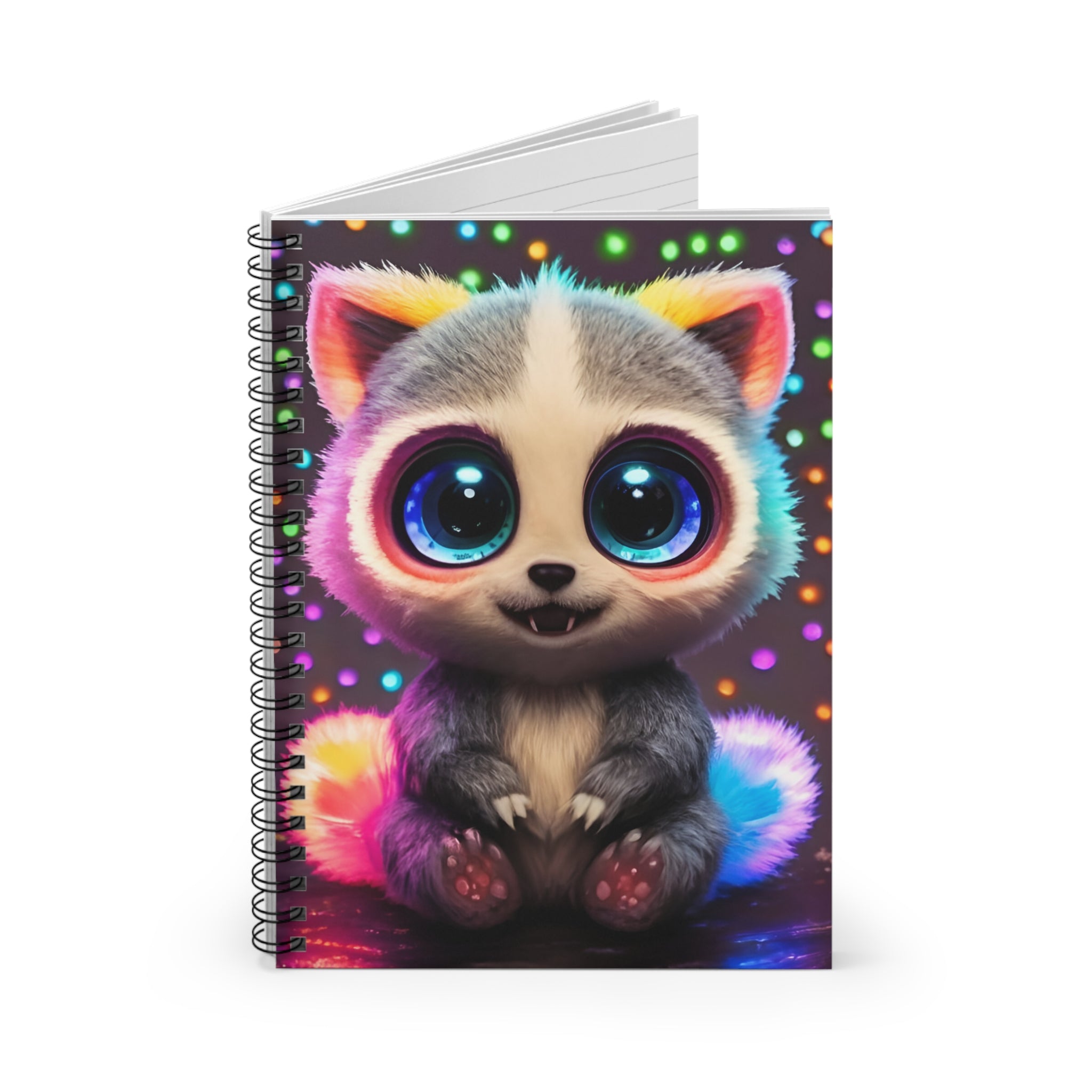 Cute Fluffy Baby Raccoon Smiles Spiral Notebook