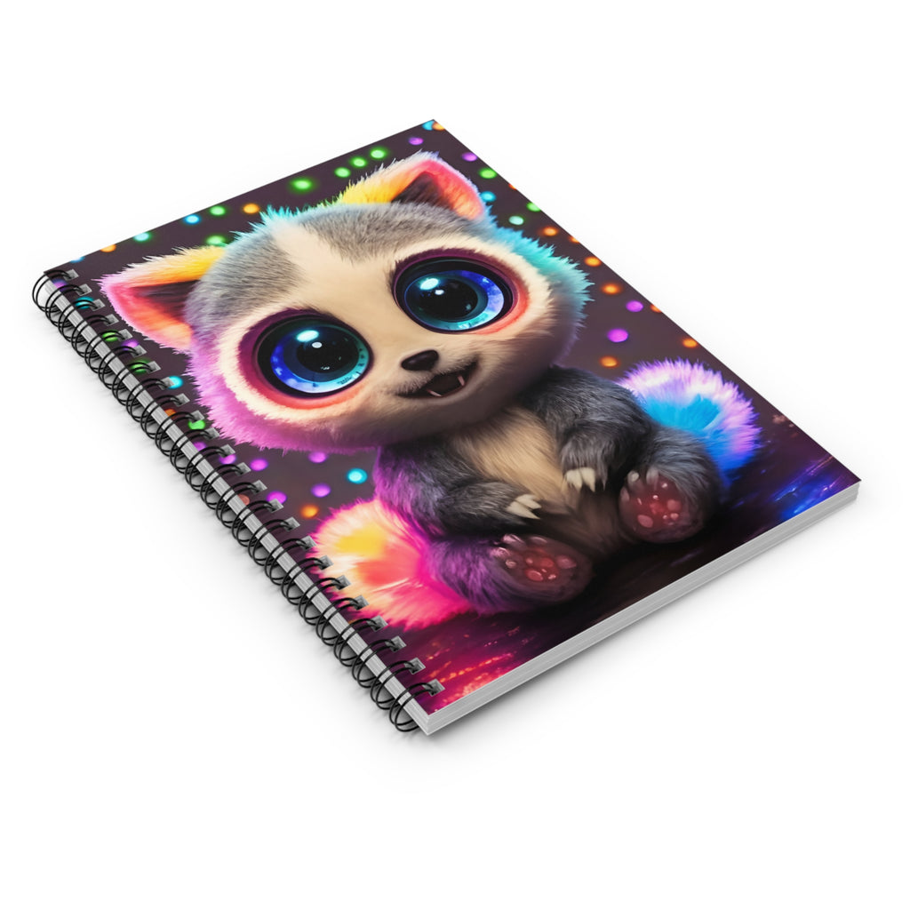 Cute Fluffy Baby Raccoon Smiles Spiral Notebook