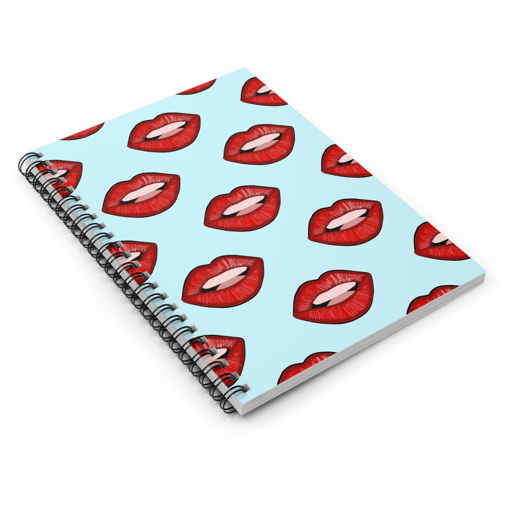 Lips Blue Spiral Notebook