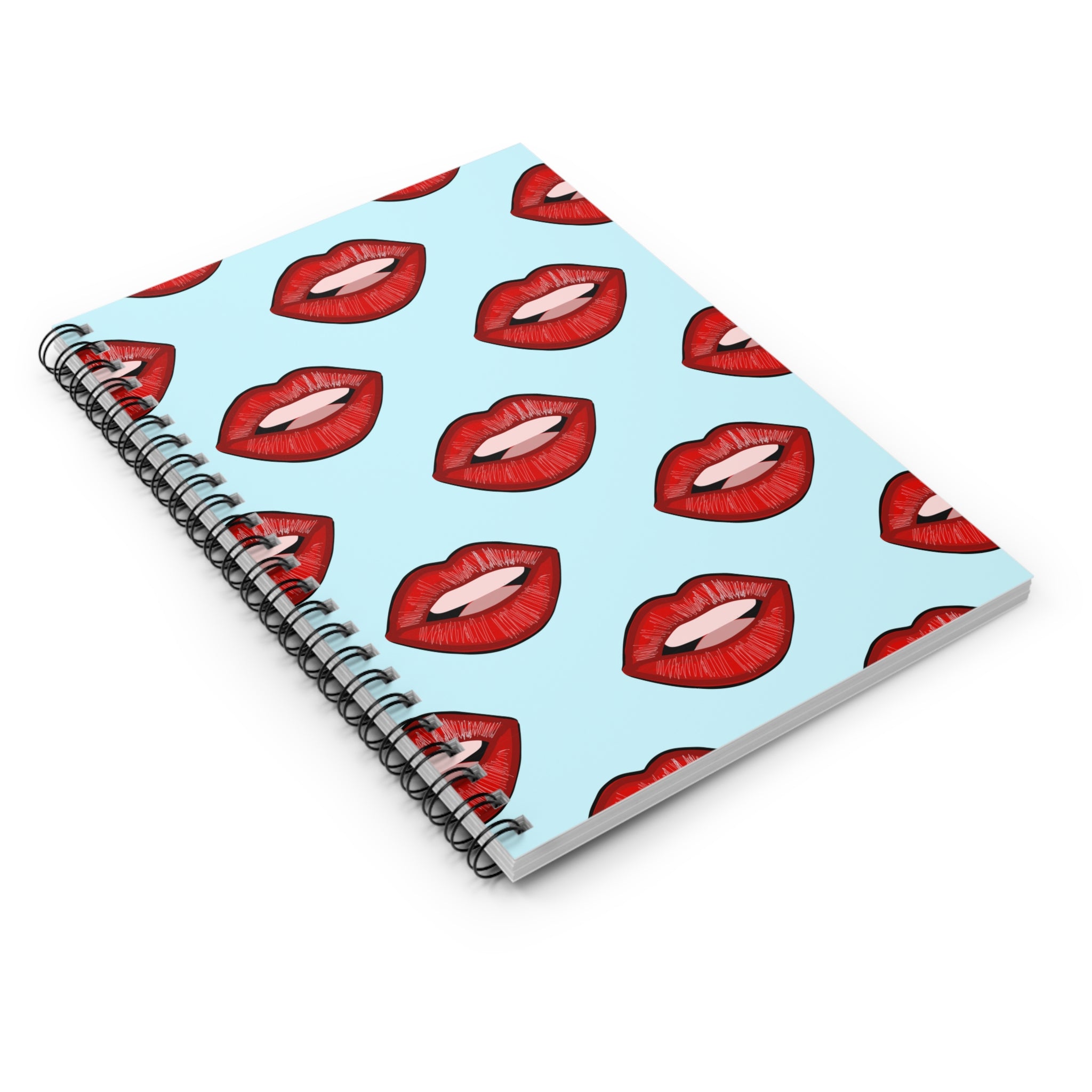 Lips Blue Spiral Notebook