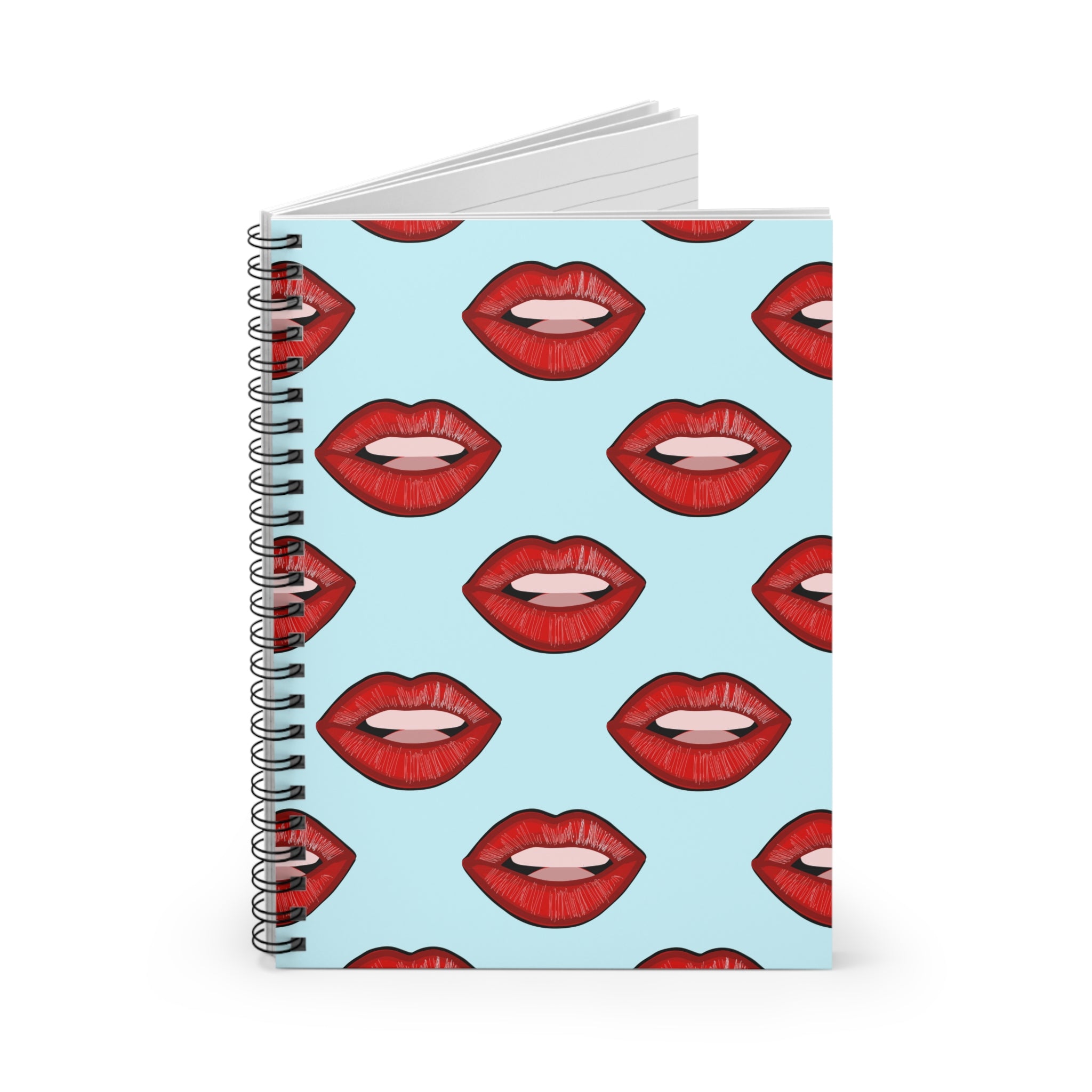 Lips Blue Spiral Notebook